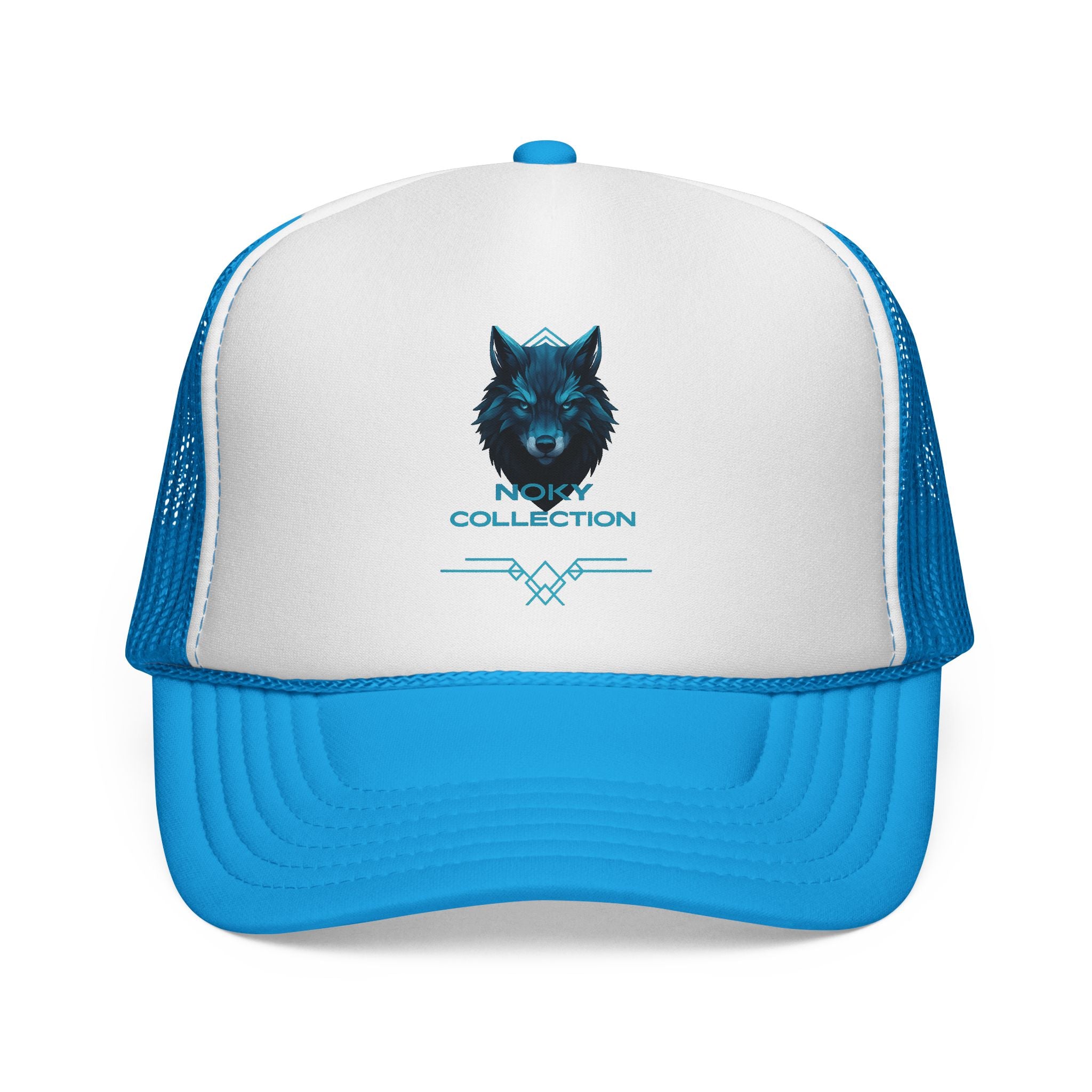 Wolf Collection Trucker Cap - Blue Neon Wolf Mesh Hat