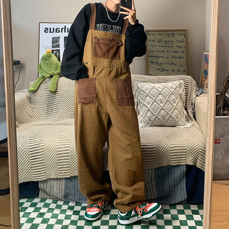 Men's Vintage Casual Wide-leg American Overalls