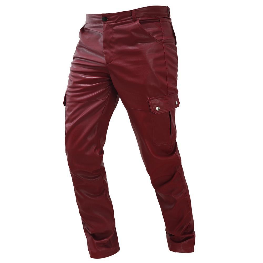 Tooling Straight Casual Men's Leather Pants